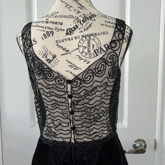 GUNNE SAX 1980's Jessica Mcclintock Vintage Black Mini Dress - Size 7/8 - Picture 4 of 13